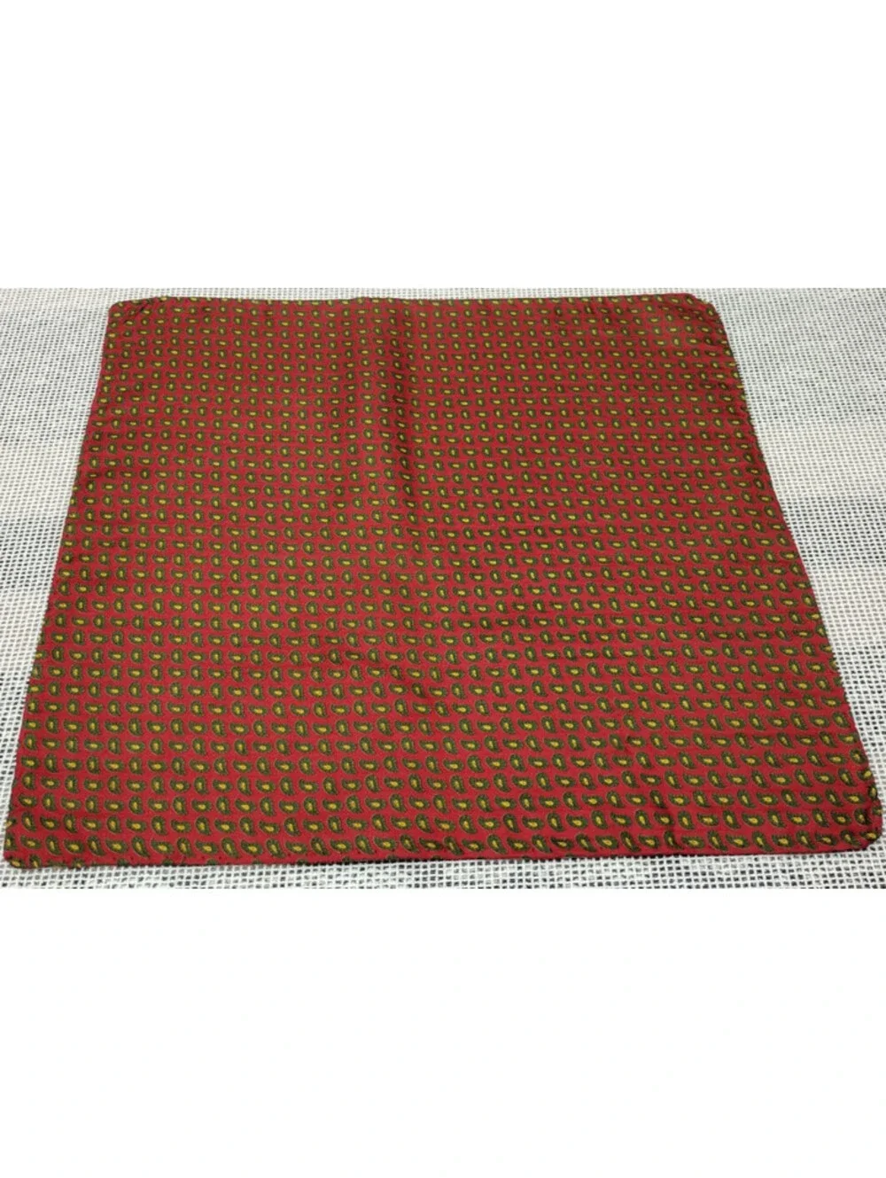 Vintage 40s 1950s Avocado Tiny Paisley Handkerchief 14 inch Gangster Terra Brown